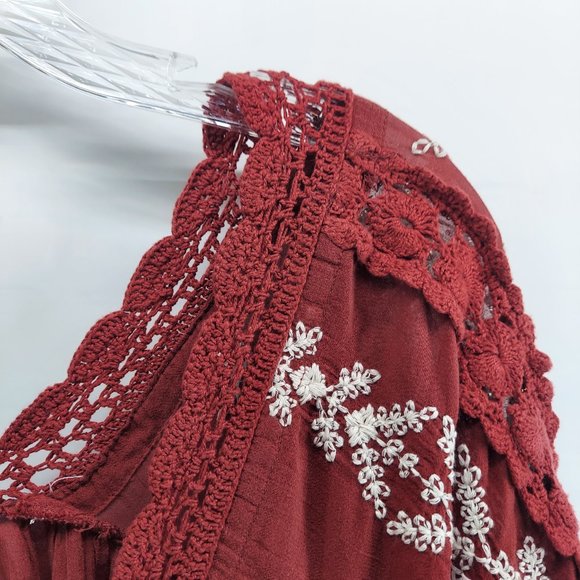 FREE PEOPLE BOHO TIER DRESS BALLON SLEEVE SIZE SMALL - Picture 9 of 14